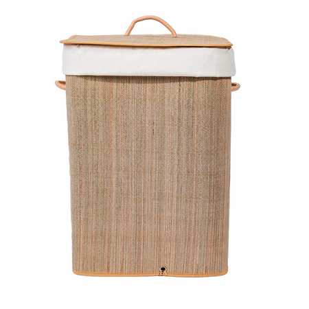 VINTIQUEWISE Rectangle Mendong Bamboo Laundry Hamper with Lid and Handles for Easy Carrying QI004430-G_SQ